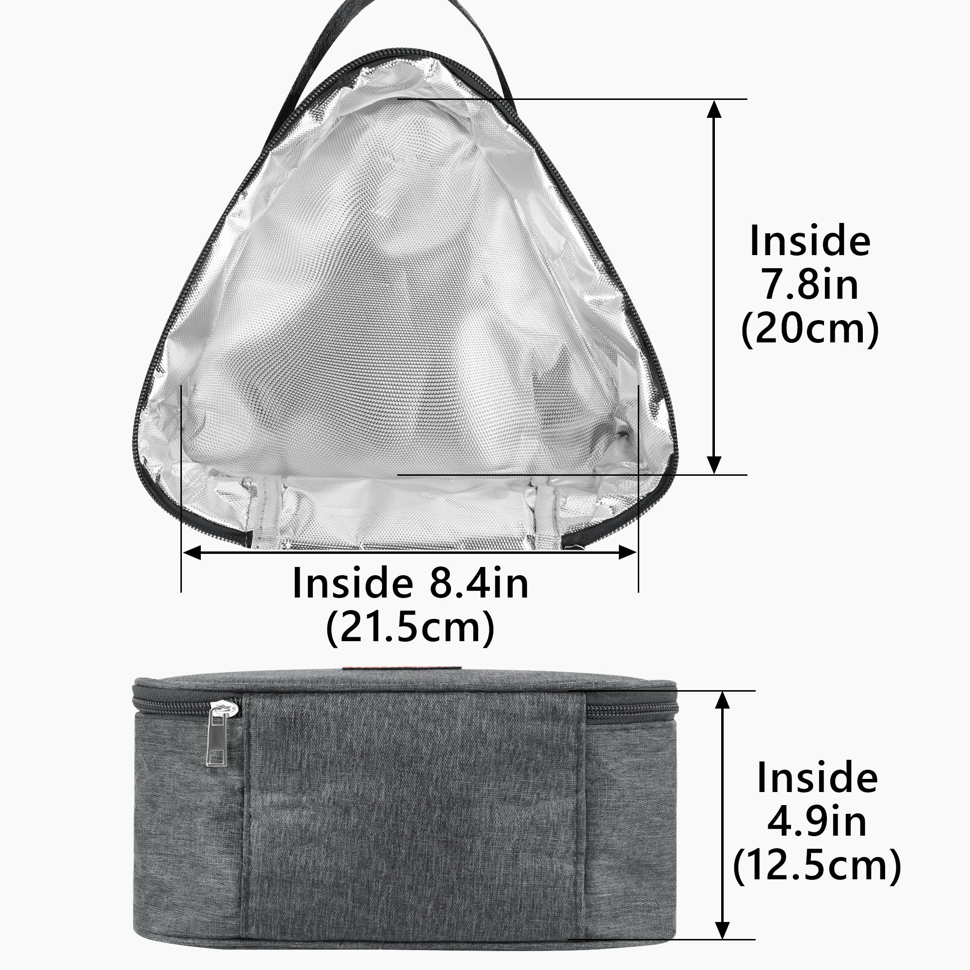 Linkidea Large Capacity Snack Bags, Thermal Insulated Cooler Bag for Fruit, Leak-proof Travel Food Carrier Fits Picnic, Camping (Grey)