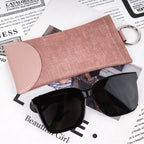 Linkidea Oversized Sunglasses Pouch, Large Frame Glasses Pouch for Sunglass, Eyeglasses Travel Bag Compatible with Rayban Aviator Titanium/Caravan Reverse/Various Brand Models (Pink)