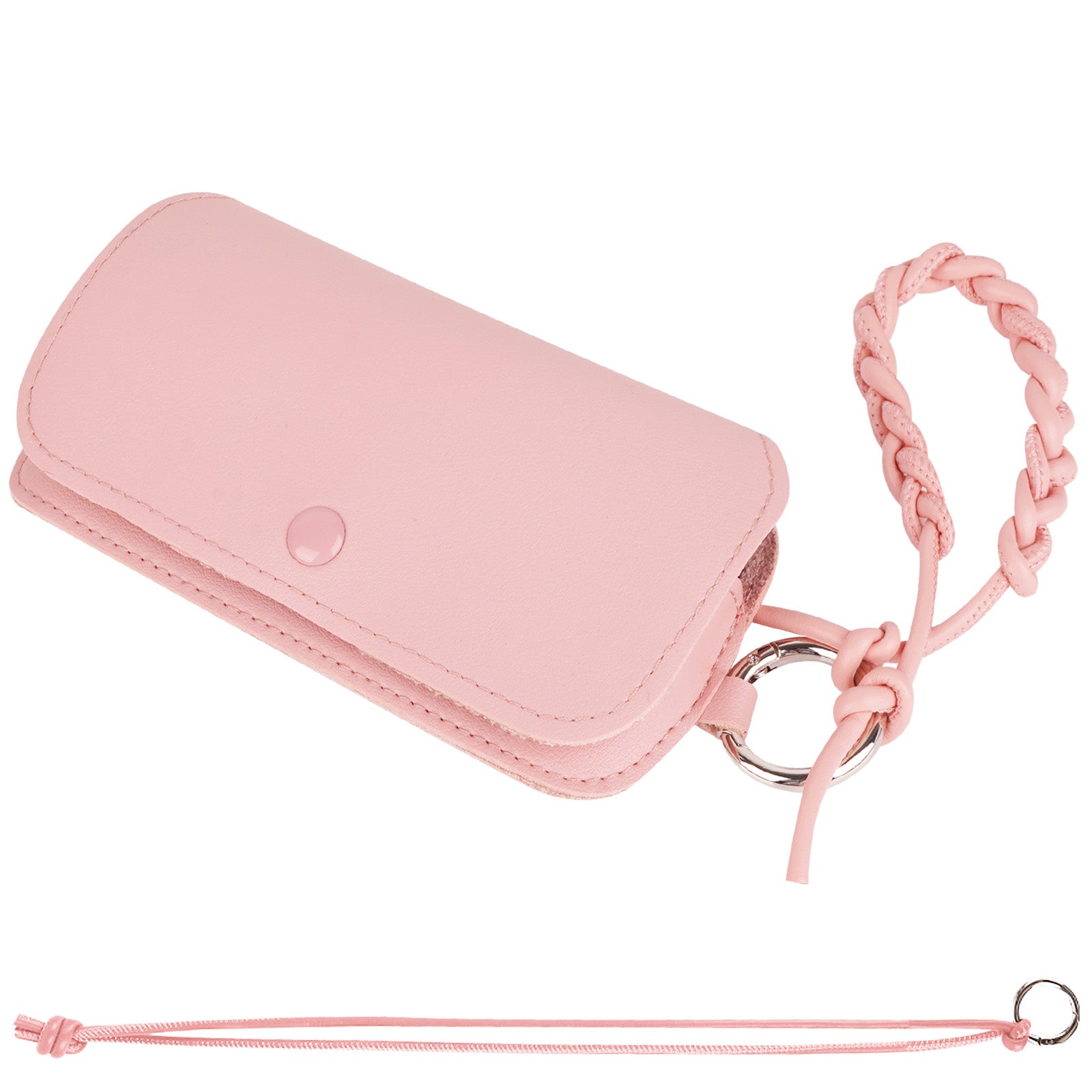 Extra Large Sunglasses Pouch Case with Carrying Strap, Vegan Leather Pink Eyeglasses Organizer Soft Bag Compatible with Rayban RB2132 RB4416 RB2241 RB3548 RB2398F RB4246