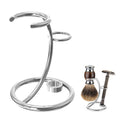Linkidea Razor Stand, Safety Razor and Shaving Brush Holder for Shower, Compatible with Merkur 34CHD, 23C, Gillette NFL Series, Henson AL13, Vikings Blade Chieftain (Chrome Plated/Silver)