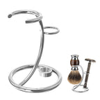 Linkidea Razor Stand, Safety Razor and Shaving Brush Holder for Shower, Compatible with Merkur 34CHD, 23C, Gillette NFL Series, Henson AL13, Vikings Blade Chieftain (Chrome Plated/Silver)