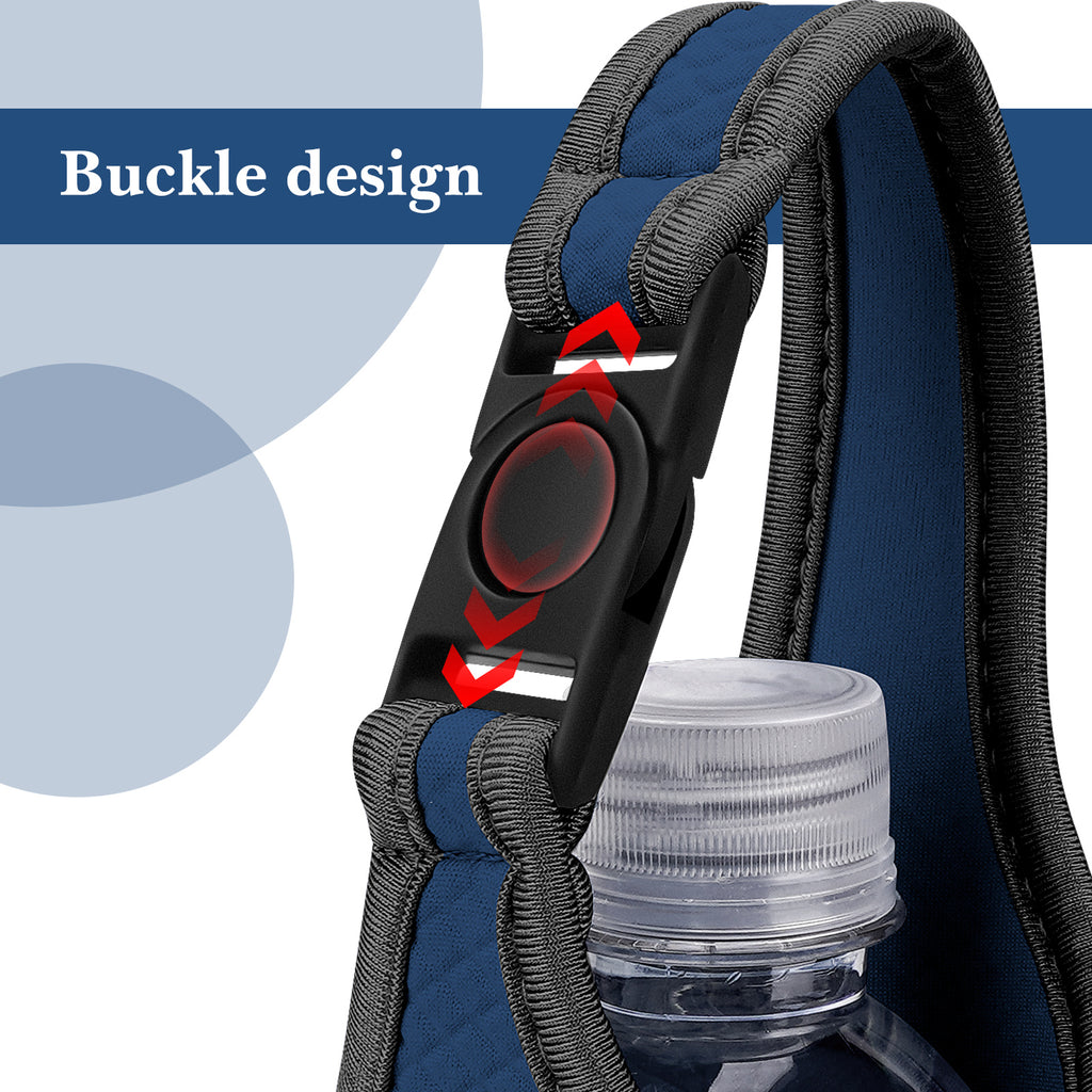 Linkidea Plastic Bottled Water Sleeve with Carry Strap Compatible with 16.9/20 Fl Oz Lifewtr, Smartwater, Portable Disposable Water Bottle Cover Holder for Outdoor, Navy Blue