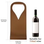 Linkidea Vegan Leather Wine Bottle Bags, 16.7" x 6.9" Tote Container for Gifts, Luxury Gift Bags for 750ml Bottles, Fits Christmas Use (Brown)