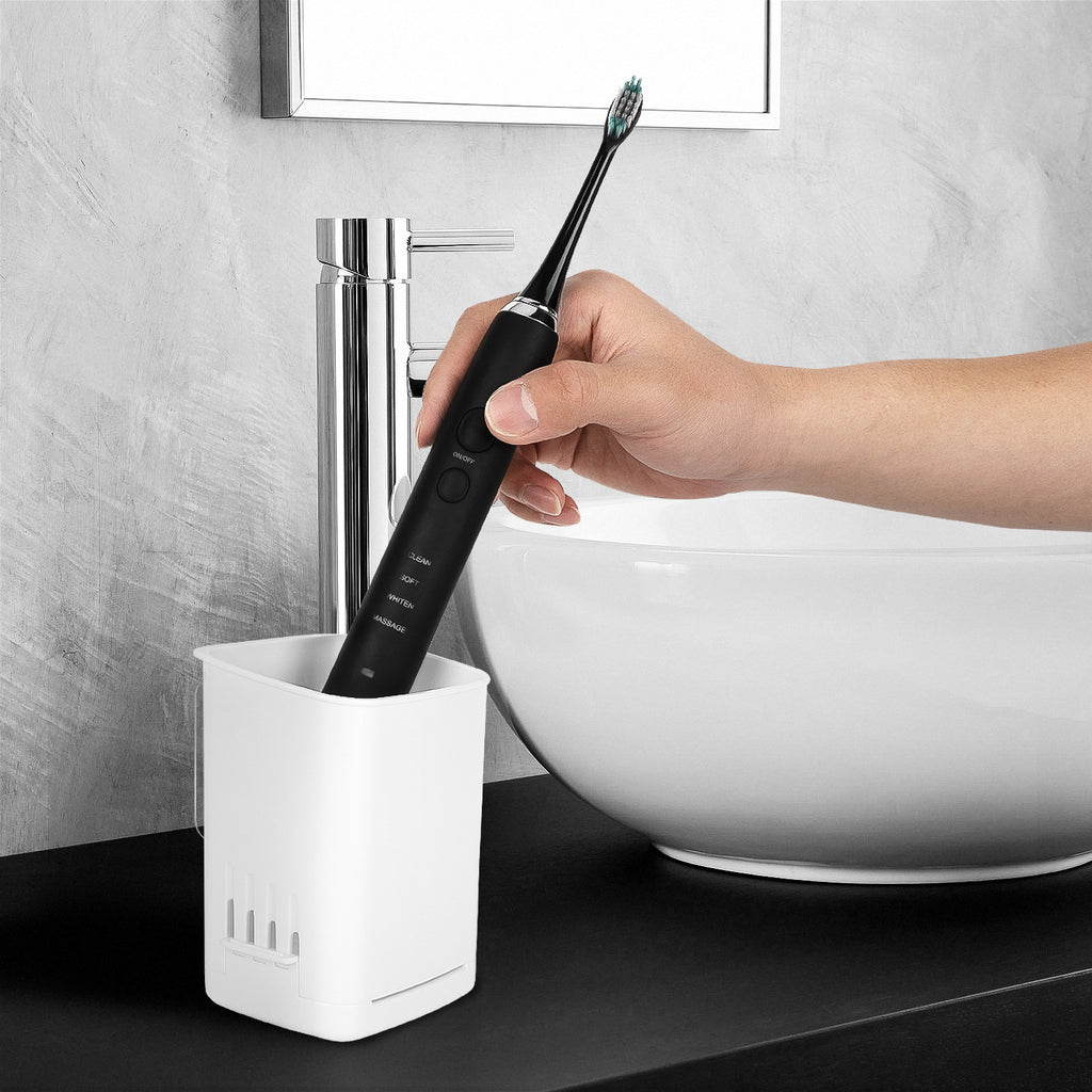 Linkidea Wall Mount Electric Toothbrush Holder for Bathroom, Self Adhesive Plastic Stand Organizer for Power Brush Compatible with Oral-B iO Series, Smart 1500, Philips Sonicare