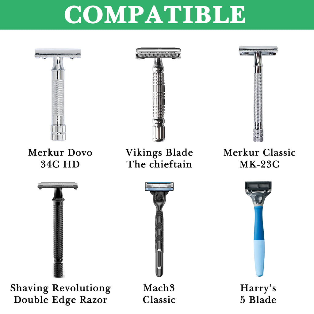 Linkidea Razor and Brush Stand, Stainless Steel Shaving Rack for Men's Grooming, Bathroom Accessories Compatible with Merkur 34HD, Vikings Blade (Silver)