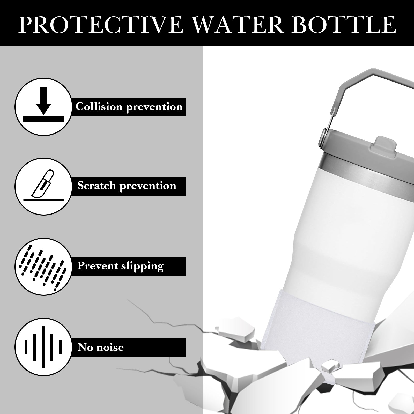Linkidea 2 Pack Water Bottle Boot Compatible with Stanley Quencher H2.0 20oz/30oz/40oz, IceFlow Flip 20oz/30oz, Silicone Water Bottle Bottom Sleeve Cover Bumper Protector (Clear)