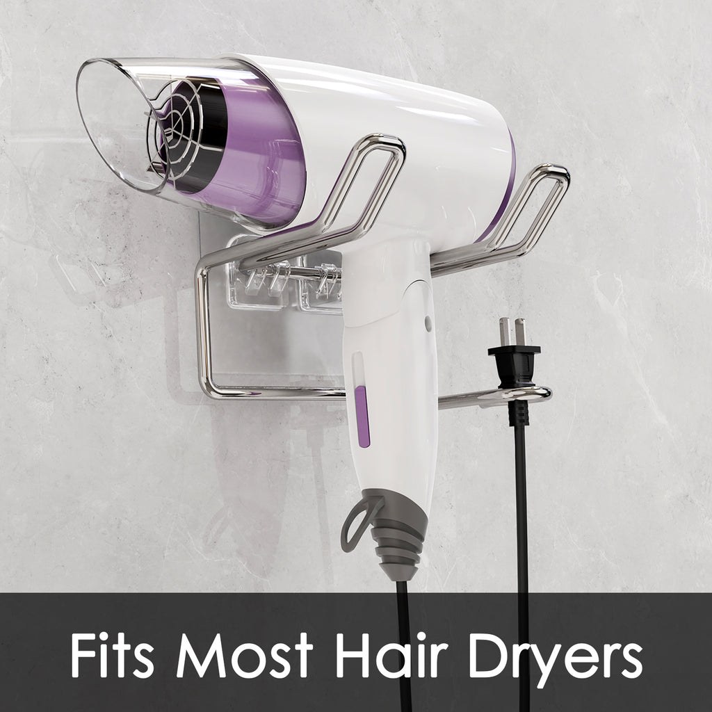Linkidea Hair Dryer Holder Wall Mount, Self-Adhesive Bathroom Blow Hair Dryer Holder Organizer Compatible with Dyson and Most Hair Dryers