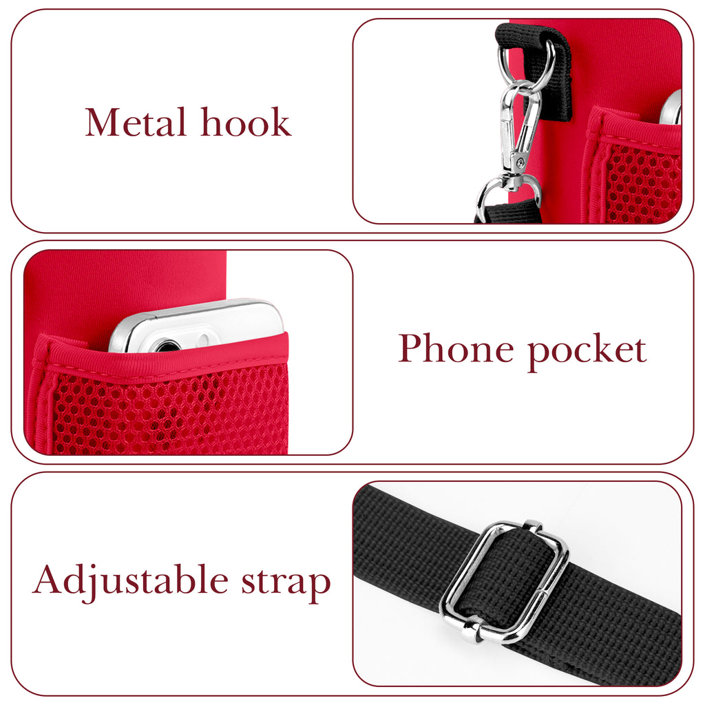 Linkidea Water Bottle Carrier with Shoulder Strap Compatible with YETI Rambler Bottle 26oz, Yonder 25oz, Waterbottle Sling Bag Holder with Mesh Phone Pocket, Red