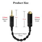 Linkidea 2.5mm Male to 4.4mm Female Audio Adapter, Hi-Fi Silver-Plated OCC Copper Cord, Compatible with Balanced Amplifiers, DACs, Headphones (15.5cm/6.1 inch)
