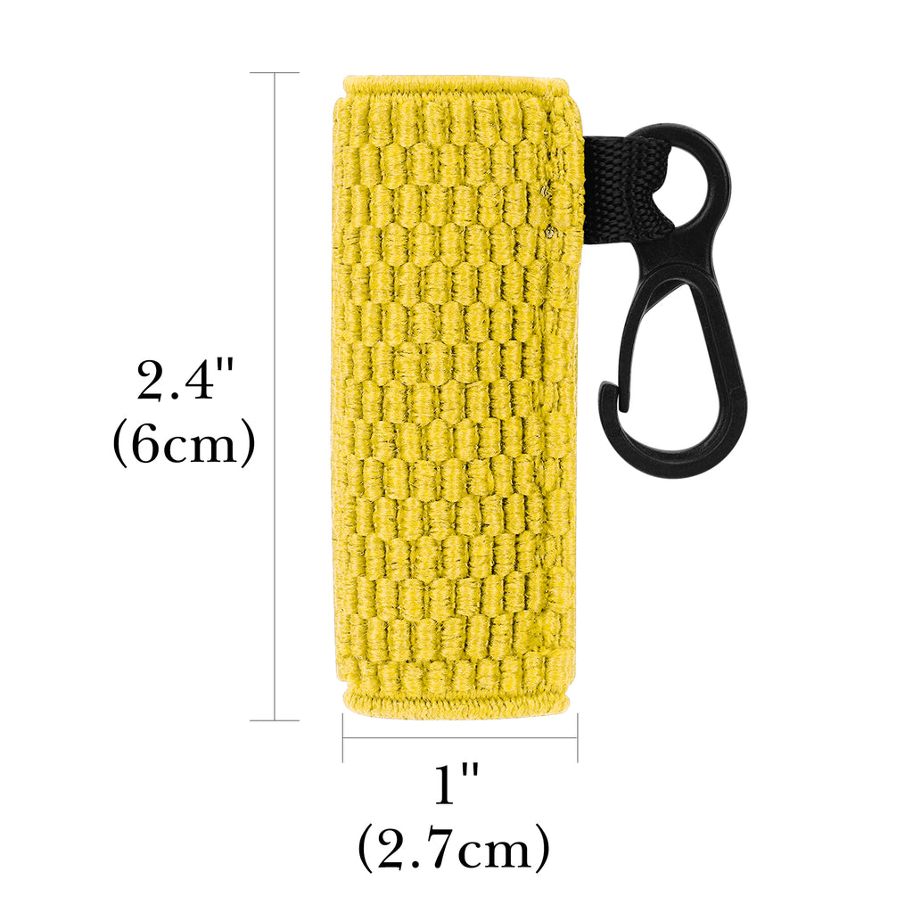 Linkidea 2 Pack Knitted Stretch Protective Sleeve with Lanyard, Soft Pocket Cover for 1" Diameter Slim Mini Devices, Portable Storage Sock for Stylus, Lip Balm (Yellow)