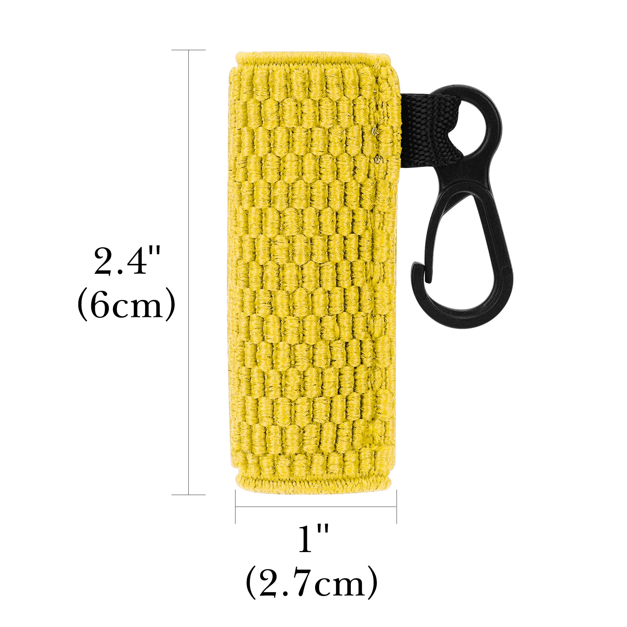 Linkidea 2 Pack Knitted Stretch Protective Sleeve with Lanyard, Soft Pocket Cover for 1" Diameter Slim Mini Devices, Portable Storage Sock for Stylus, Lip Balm (Yellow)