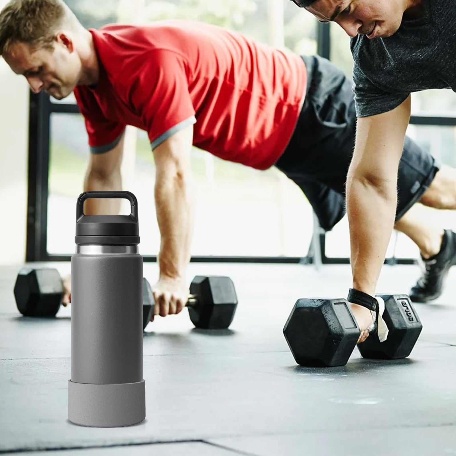 Linkidea Water Bottle Boot Compatible with YETI Rambler Bottle 26oz, Yonder 34oz, Silicone Anti-Slip Water Bottle Bottom Sleeve Cover Protector (Grey / 2 Pack)
