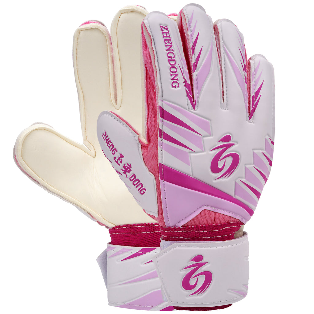 Linkidea Youth Soccer Gloves, Size 6 Goalkeeper Gloves with Anti-Slip Latex Palms Fits Kids Youth, Durable Finger Saves Goalie Gloves for Game or Training (Pink)