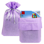 Linkidea 4 Pack Reusable Drawstring Gift Bags, Fabric Party Favor Bags for Birthday, Christmas & Holiday, Toy Storage Pouch for Building Blocks, Bricks & Goodie Bags (Purple)