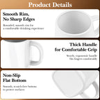 Linkidea Oversized Ceramic Coffee Mug, 24oz Extra Large Square Bottom Mug with Handle, Big Large Teacups Drinking Cup for Home and Office, Microwave and Dishwasher Safe, White