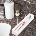 Linkidea Acrylic Toothbrush Holder with Diatomite Drying Stone, Bathroom Drawer Organizer with Drainage Hole for Tooth Brush, Compatible with Colgate Extra Clean, Oral-B CrossAction (White)