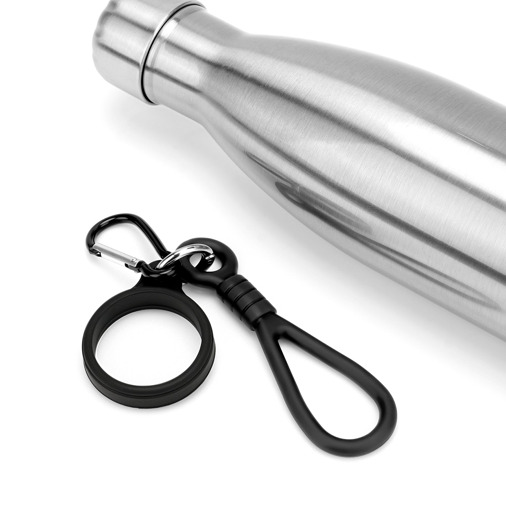 Linkidea Water Bottle Handle Strap for Cola-Shaped / Narrow Mouth Bottles, Compatible with MIRA 9oz/12oz/17oz/25oz, Replacement Silicone Carrier Grip with Clip for Backpack