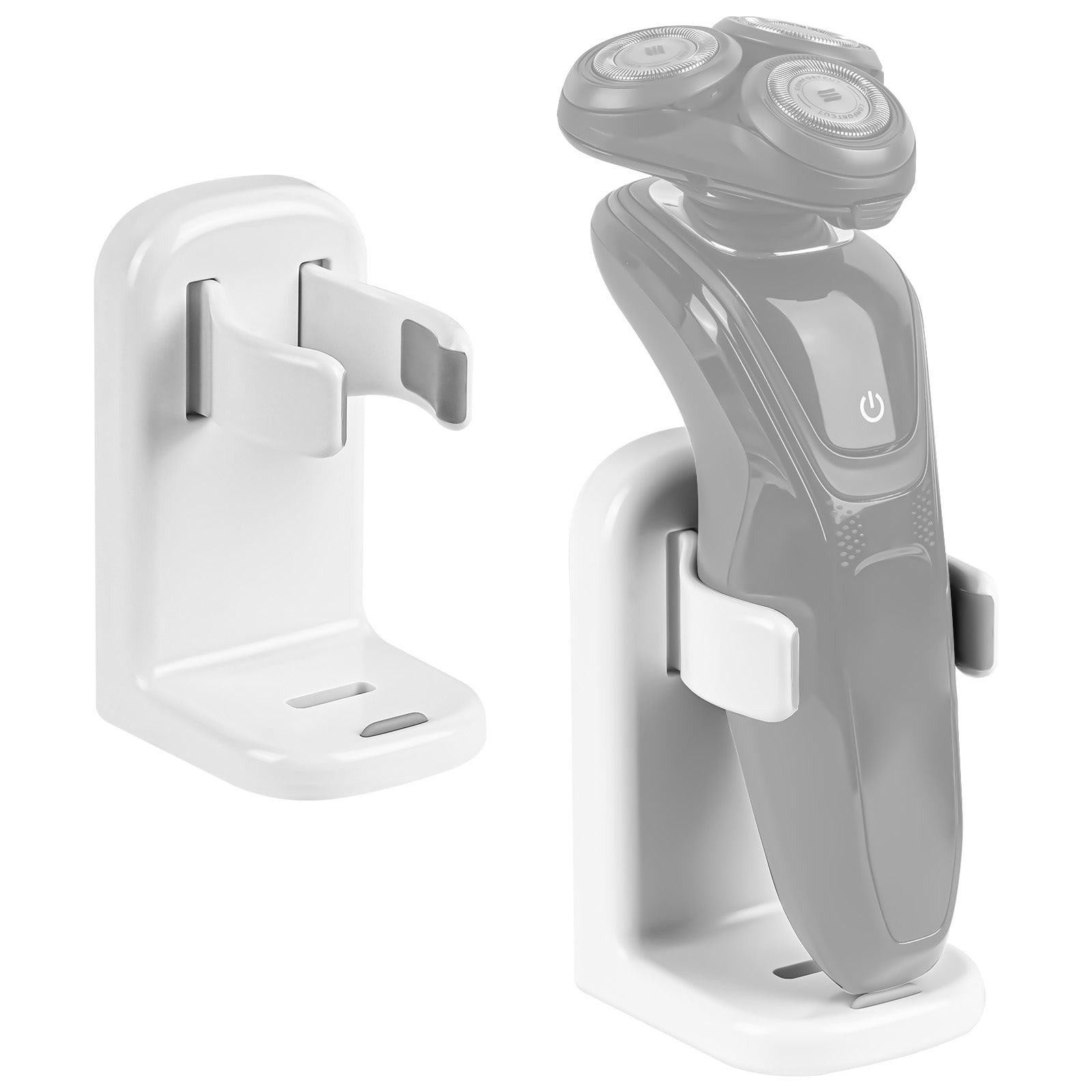 Linkidea 2 Pack Electric Shaver Holder for Wall, Self Adhesive Shaver Storage Organizer for Bathroom, Compatible with Philips Norelco Shaver 2400, Series 7000 (White)