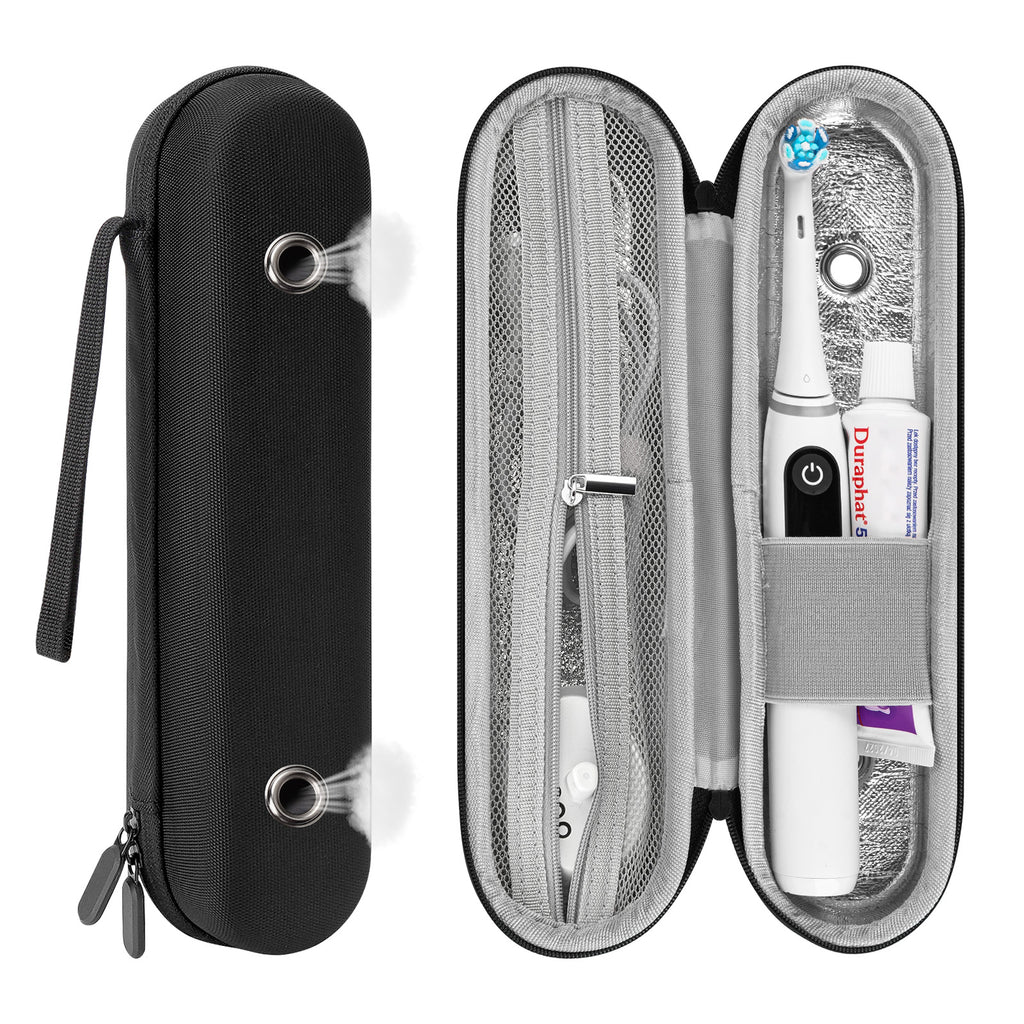 Linkidea Electric Toothbrush and Toothpaste Travel Case with Ventilation and Pocket for Charger, Compatible with iO Series, Philip Sonicare, Hard Shell Powered Brush Storage Bag