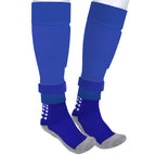 Linkidea Kids Soccer Grip Socks with Shin Guard Sleeve for Age 6 - 9 (Blue)