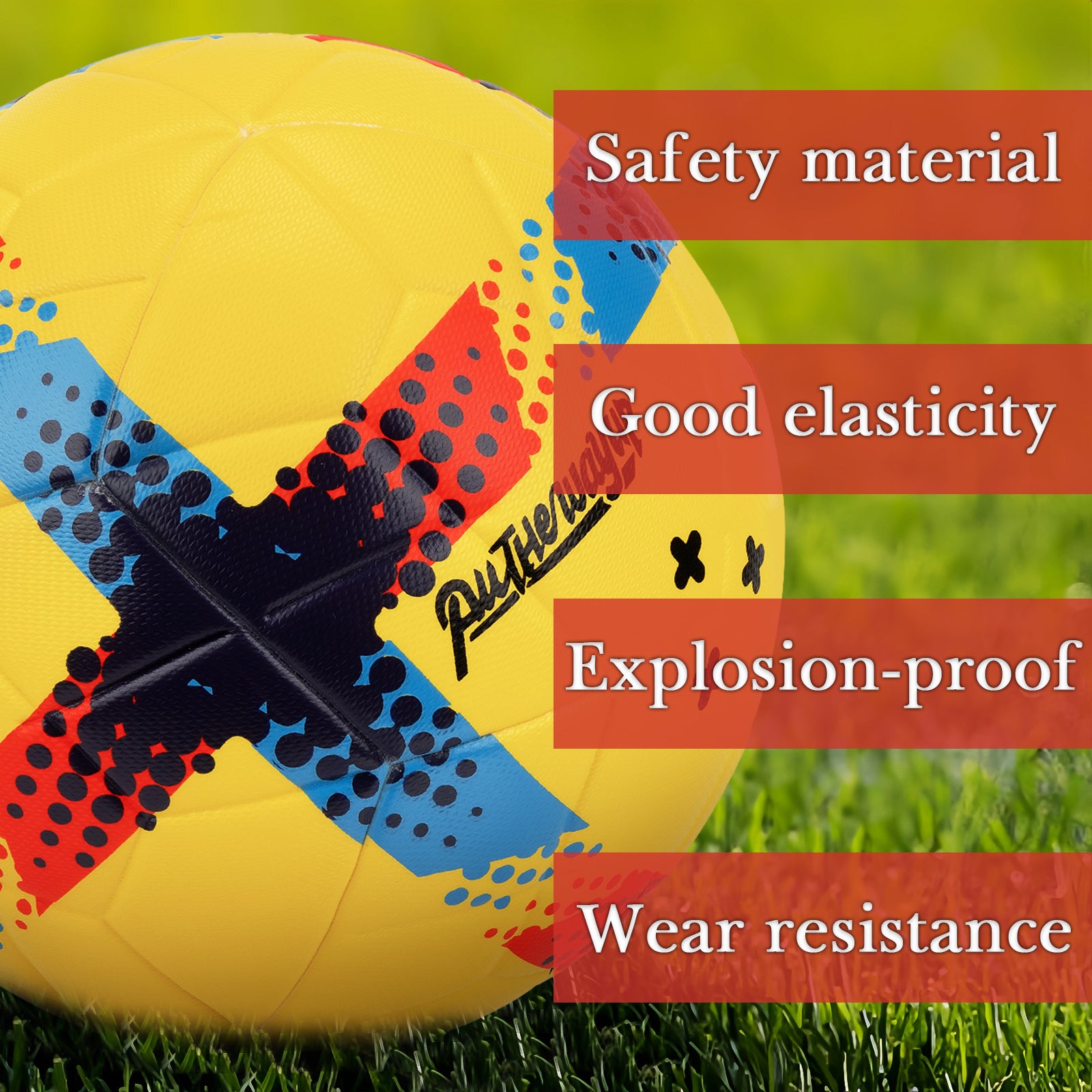 Linkidea Size 4 Thermally Bonded PU Leather Soccer Ball, Long Lasting Soccer Ball with Seamless Stitching, Training Soccer Ball for Turf, Grass Surfaces with Pump (Yellow)
