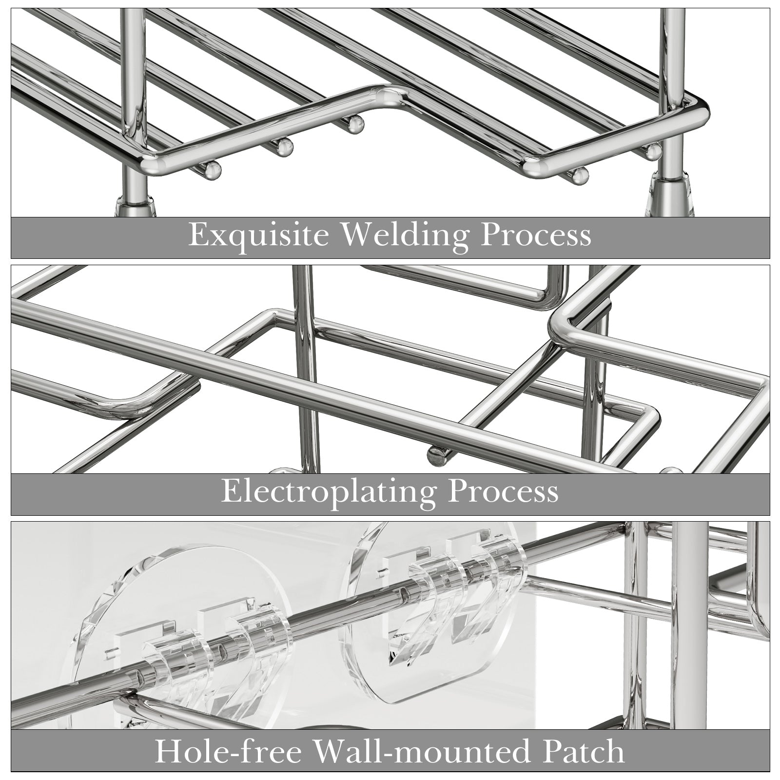 Linkidea Stainless Steel Self-Adhesive Toothbrush Holder, Countertop/Wall Mount 3 Slots Toothpaste Stand Organizer Compatible with Colgate Extra Clean, Oral-B CrossAction (Brushed Nickel)