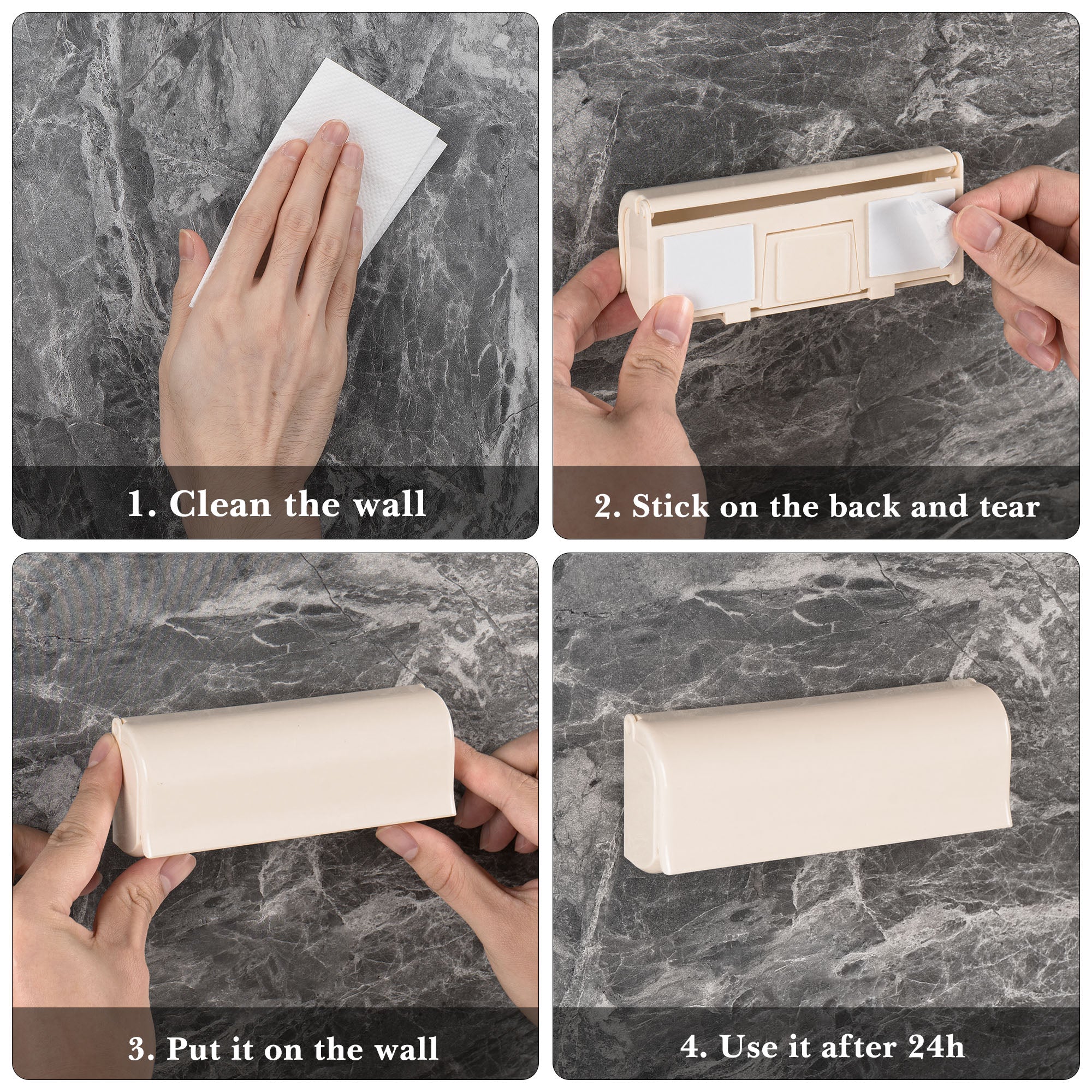 Linkidea Wallmount Toothbrush Holder with Cover for Shower, RV Cabinet Organizer, Plastic Self Adhesive 6 Slots Tooth Brush Hanger Compatible with Oral-B CrossAction, Colgate Extra Clean