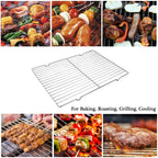 Linkidea Metal Grate Cooling Rack Pack of 2, Stainless Steel Baking Cooling Rack Rectangle 14.9" x 11", Oven Safe Grid Wire Racks for Roasting Disposable Pan (Silver)
