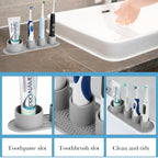 Linkidea Electric Toothbrush Holder, Silicone Tooth Brush Stand, Countertop 4 Slots Electric Toothbrush Holder Organizer Compatible with Oral-B DB4010, Pro 100 CrossAction, Spinbrush Pro (Grey)