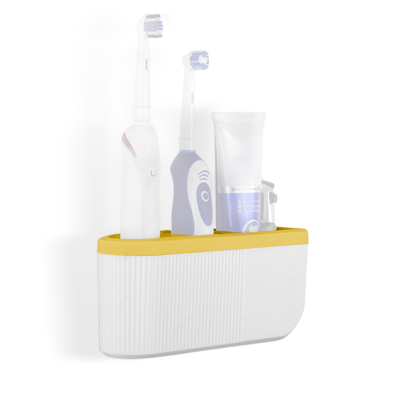 Linkidea Wall Mount Electric Toothbrush Holder for Bathroom, Power Toothbrush Hanger, Self Adhesive 2 Slots Tooth Brush Organizer Compatible with Oral-B iO Series, Philip Sonicare 4100 (Yellow)