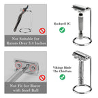 Linkidea Short Handle Safety Razor Stand, Stainless Steel Shaving Razor Holder, Deluxe Men's Travel Shaver Stand, ONLY Compatible with Razor Handle Less Than 3.5'' (Silver/Polished Chrome)