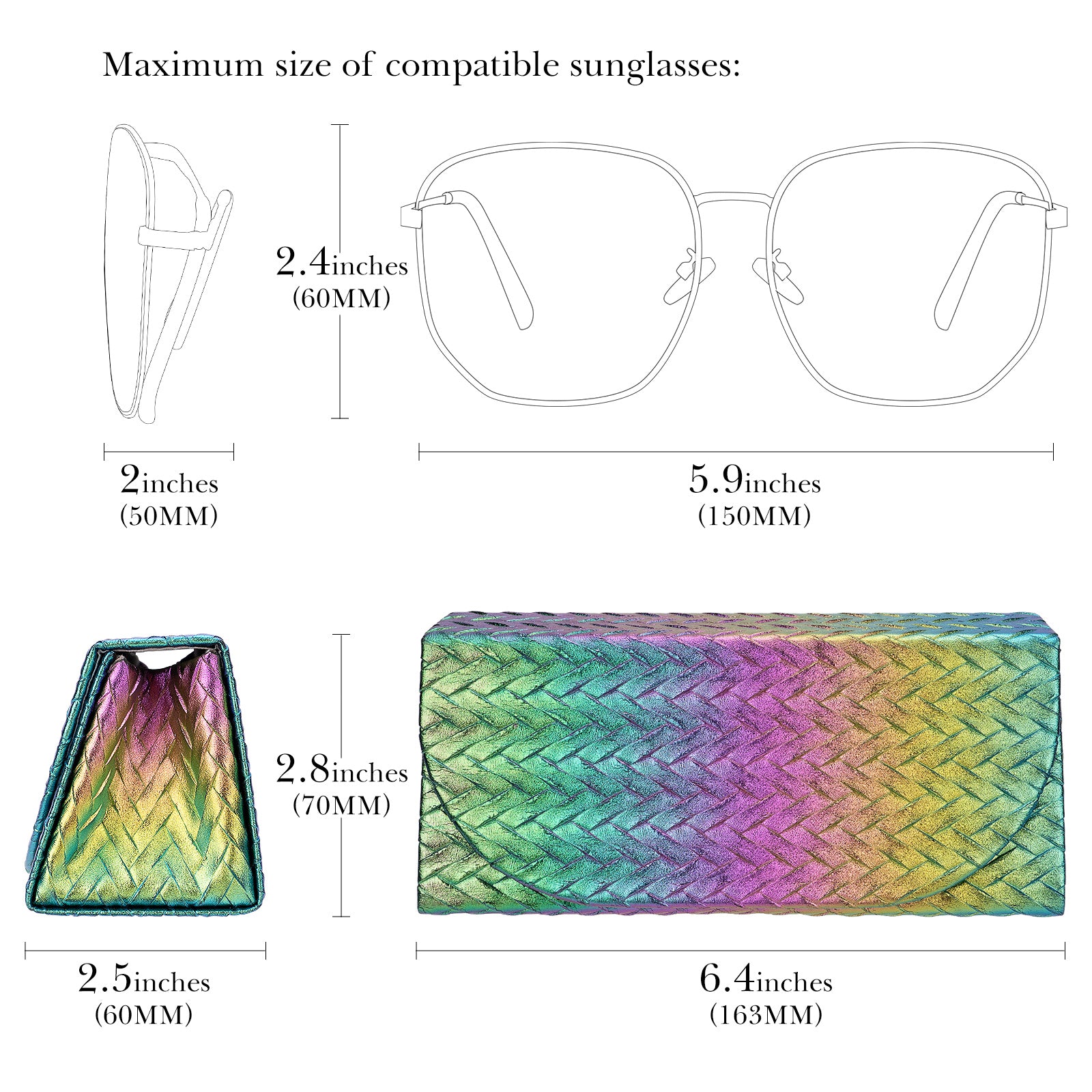 Extra Large Sunglasses Case, 2 Pack Oversized Eyewear Soft Bag Storage Organizer Compatible with DIOR Diorbay S1U Prada PR 59WS PR 63XS RB4401D RBS0101S RB8097 RB8089 RB4098 (XXL, Multi)