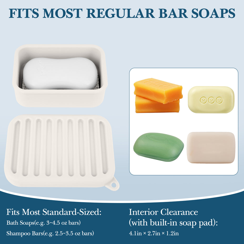 Linkidea Silicone Travel Soap Storage Box, Compact Bar Soap Holder with Drainage Layer, Shatterproof Better Storage, Suitable for Bathroom, Gym (White)
