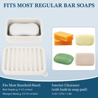 Linkidea Silicone Travel Soap Storage Box, Compact Bar Soap Holder with Drainage Layer, Shatterproof Better Storage, Suitable for Bathroom, Gym (White)