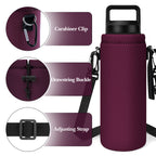 Linkidea Water Bottle Carrier with Strap Compatible with YETI Rambler Bottle 26oz/36oz, Waterbottle Sling Bag Holder with Shoulder Strap, Wine Red