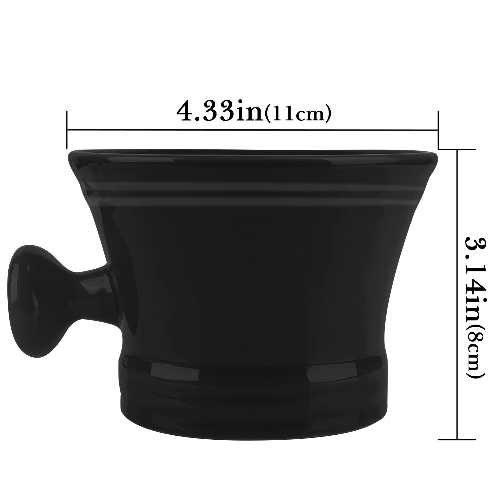 Linkidea Ceramic Mug Shaving with Knob Handle, Deep Size Wet Shaving Cup, Razor Shave Soap and Cream Bowl for Men (Black)