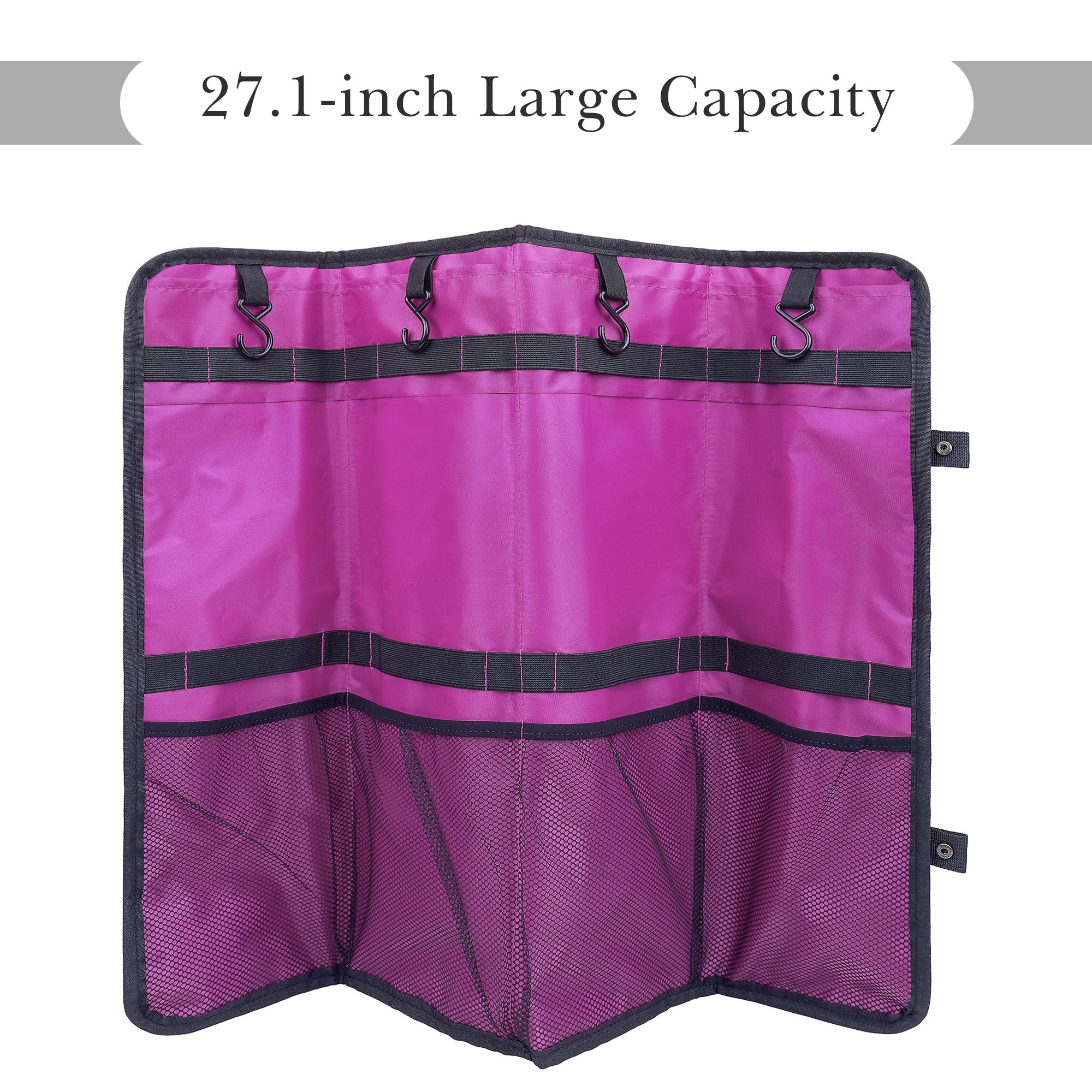 Linkidea Hair Extension Hanger with Storage Bag, 27.1-Inch Travel Hairpiece Holder Organizer, 4-Hook Large Capacity Carrier for Wigs, Weaves, Clip In Extensions, Bundles, Black