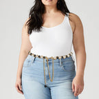 Plus Size Chain Belt for Women, Gold Color and Black White Faux Pearl Waist Chains, Extra Long Body Chain, 31-51 Inch Adjustable Chunky Belt Chain