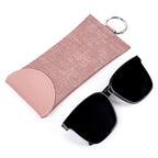 Linkidea Oversized Sunglasses Pouch, Large Frame Glasses Pouch for Sunglass, Eyeglasses Travel Bag Compatible with Rayban Aviator Titanium/Caravan Reverse/Various Brand Models (Pink)