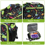 Linkidea Lunch Bag Compatible with Bentgo Lunch Boxes, Insulated Lunch Bag for Kids, Holds Lunch Box, Water Bottle and Snacks, Easy-Clean Water-Resistant Fabric (Dinosaur)