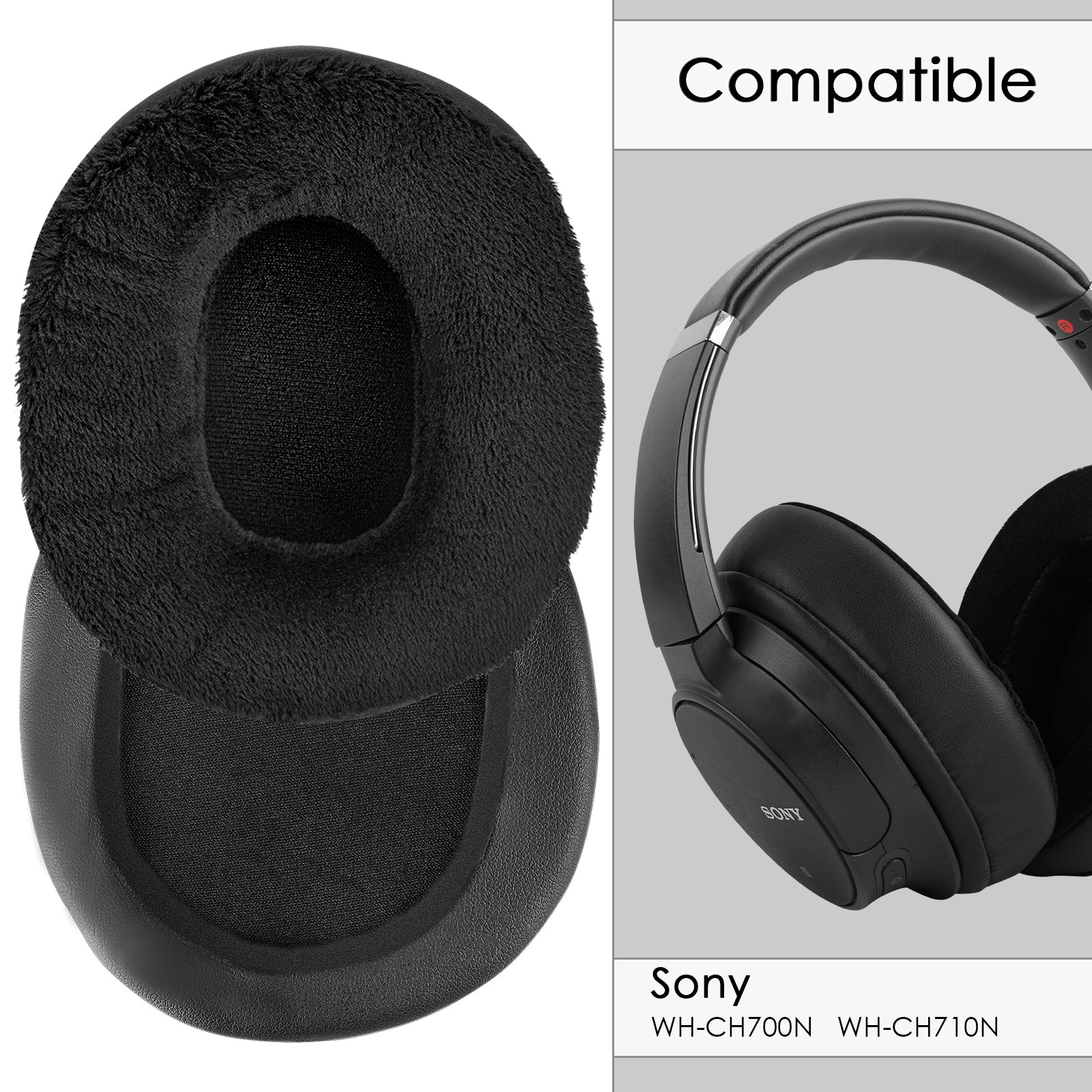 Replacement Ear Pads for Sony WH-CH700N, WH-CH710N Headphones, Ear Cushions ( Extra Thick / Black )