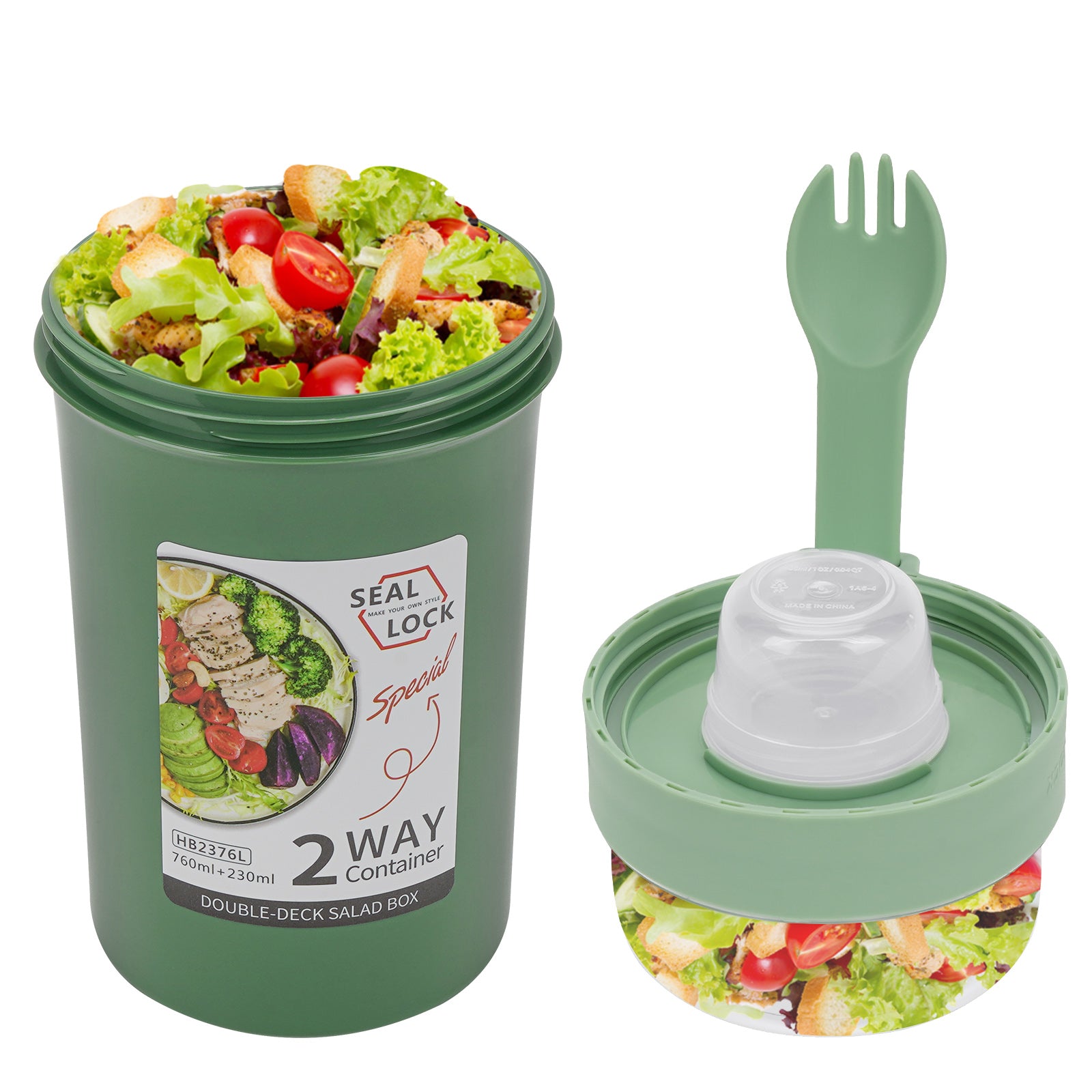 Linkidea Overnight Oats Containers with Lids, 33.4 oz Airtight Plastic Yogurt Cups with Spoons and Lids, Portable Overnight Oats Container for Milk, Cereal, Fruit, Yogurt, Fits Work/Picnic (Green)
