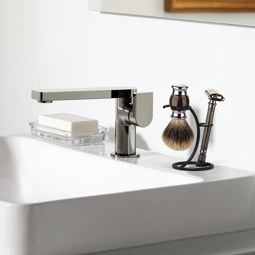 Linkidea Razor Stand, Safety Razor and Shaving Brush Holder for Shower, Compatible with Merkur 34CHD, 23C, Gillette NFL Series, Henson AL13, Vikings Blade Chieftain (Chrome/Black)