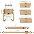 Linkidea Water Bottle Holder with Strap Compatible with Stanley Quencher H2.0 30oz/40oz, Simple Modern 40oz Tumbler, Vegan Leather Waterbottle Bag Holder, Shoulder Strap with Keyring, Tan