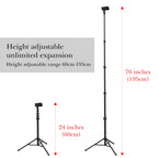 Hair Dryer Stand Hands Free, Heavy Duty 24 to 76 inches Adjustable Blow Dryer Holder with Non-Slip Tripod and Universal Clip for Salons and Home Use