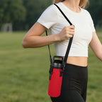 Linkidea Water Bottle Fence Sleeve with Hook Compatible with YETI Rambler Bottle 18oz, Hydro Flask Wide Mouth Bottle 18oz/20oz, Neoprene Bottle Shoulder Strap Bag for Outdoor Sports, Red