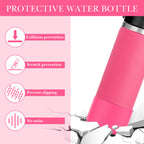 Linkidea 2 Pack Water Bottle Boot Compatible with Hydro Flask Wide Mouth 12oz/14oz/16oz/18oz/20oz, Silicone Bottle Bottom Sleeve Bumper Protector (Pink)