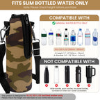 Linkidea Disposable Water Bottle Carrier with Strap Compatible with Smartwater 16.9/20Fl Oz, Insulated Neoprene Plastic Bottled Water Cover Holder with Clip for Backpack (Camo)