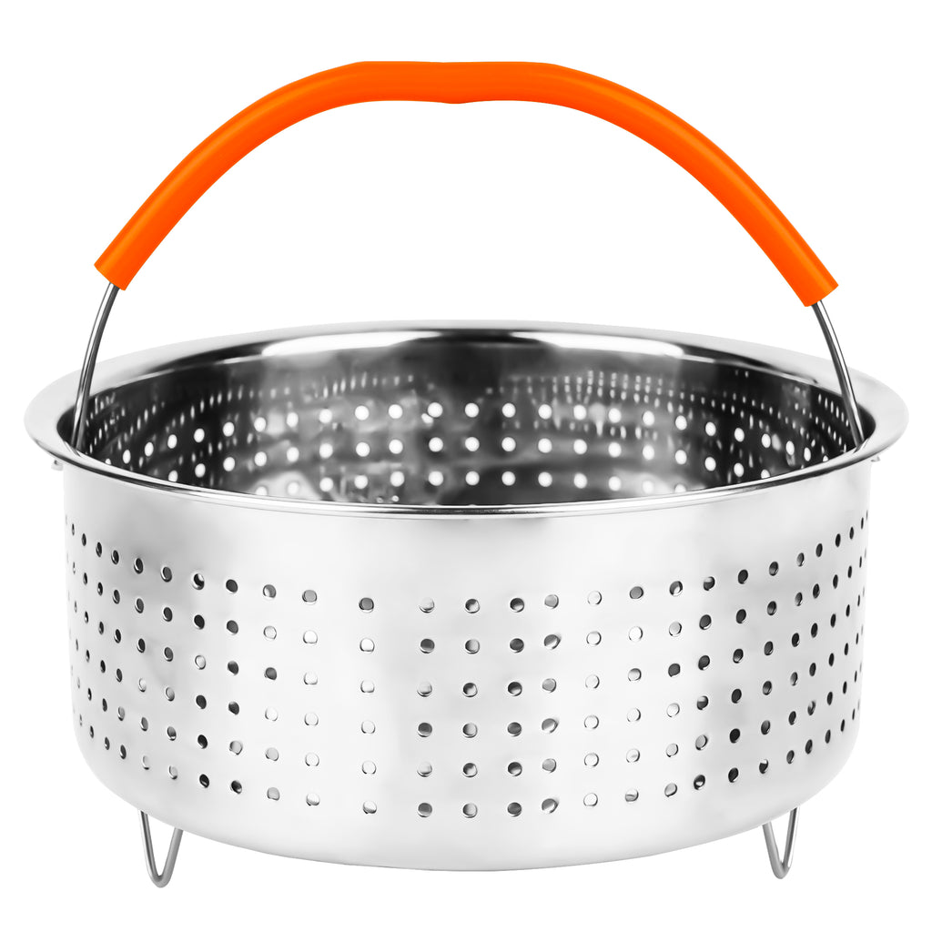 Linkidea 304 Stainless Steel Rice Steamer Insert with Stand, Compatible with AROMA ARC-954SBD, Rice Cooker Basket with Handles & Feet, Multi-Purpose Mesh Strainer for Cooking