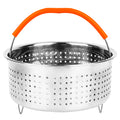 Linkidea 304 Stainless Steel Rice Steamer Insert with Stand, Compatible with AROMA ARC-954SBD, Rice Cooker Basket with Handles & Feet, Multi-Purpose Mesh Strainer for Cooking